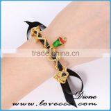 Black Ribbon Bow Tied Girl's Love Handmade DIY Christmas Theme Bracelets thumbnail-2