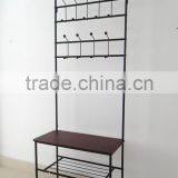 Cushion Bench Metal Foyer Hall Tree Entryway Hat Shoe Storage Coat Rack thumbnail-2