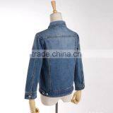 2017 New Casual Fitted Deep Blue Jeans Jacket Washed Embroidery Jacket for Girls thumbnail-6