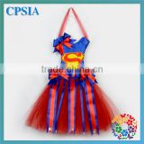 Red Blue Superman Design Kids Gift TuTu Hair Bow & Hairband Holder Large Tutu Bow Holders For Girls