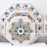 Exporter of Marble Inlay Coffee Table Tops, White Marble Inlay Decorative Table Tops thumbnail-1