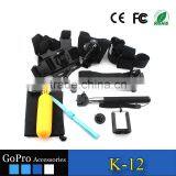 2016 Hot Selling 12 in 1 Products Kit Used for Gopros Heros 4 Sports Camera Accessories Kit Mount for Action Camera thumbnail-1