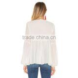Long Sleeve Casual White Blouse For Middle Aged Women thumbnail-3