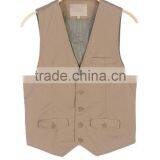 OEM Canvas Fabric Khaki Color Casual V Neck Vest Men Style thumbnail-1