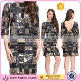 Open Back Club Lady Western Sexy Night Gold Sequin Dress Woman thumbnail-1