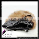 CX-H-10B High Quality Fashion Leather Handbags Women Real Fox Fur Ladies Hand Bag thumbnail-2