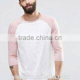 Men 100% Cotton Crew Neck Contrast Raglan 3/4 Sleeve T-shirt Wholesale Custom thumbnail-1