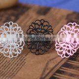 Adjustable Colorful Filigree Flower Pattern Oval Pad Base Rings, Unique Rings, Korea Rings for Women thumbnail-1