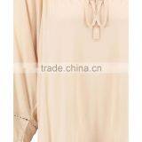 Brand Customzied Linen Plain Beige Blouses Tops For Ladies Casual Cotton Crochet Cold Shoulder Tops thumbnail-4