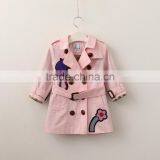 Wholesale Children's Boutique Clothing Autumn New School Style Long Girls Coats Jackets Lapel Flower With Girl Windbreaker thumbnail-1