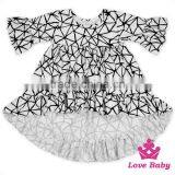 Best Selling FAUX SUEDE Long Front Long Back Printed Ruffle Stylish Little Girls Boutique Dresses Children Frock Model thumbnail-1