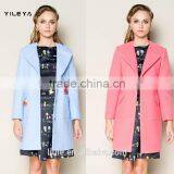 Elegant Blue Butterfly Embroidered Designed High Fashion European Style Winter Coats for Girls thumbnail-1