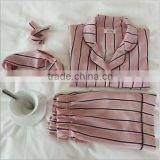 The New 2017 Short Sleeve Pajamas Female Han Edition Stripe Leisurewear Three-piece Suit Shorts thumbnail-1