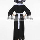 White and Black Irregular Long Witch Costume Cosplay Dress for Halloween Costumes thumbnail-4