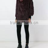 YR975 Factory Sale Poncho New Style Hand Knitting Rabbit Fur Two Tone Cape thumbnail-4