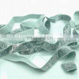 Fashion silver color glitter elastic ribbon