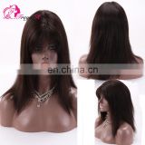 Hot Selling Good Feedback Natural Color Silky Straight 100% Human Hair Virgin Brazilian Lace front Wig With Bangs