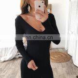 LAITE D2072 2020 New Arrivals Autumn&winter Off-shoulder v Neck Maxi Dresses Women Casual Dresses thumbnail-3