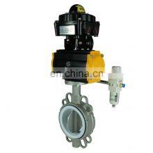 DKV PTFE Seals Wafer Type Butterfly Valve Spring Return Ss304 Pneumatic Hand Valve Pneumatic Butterfly Valve thumbnail-5