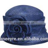 Navy Plain Sinamay Church Hat For Ladies thumbnail-1