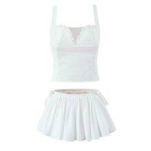 European and American Style Spring and Summer New Street Fashion Hot Girl Casual Top Sexy Suspender Vest Short Skirt Set thumbnail-1