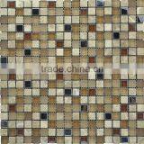 Camel color Glass stainless mix marble mosaic tile glass mix stone mosaic tile