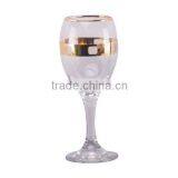 Clear Wine Glass With Golden Band and Golden Rim thumbnail-1