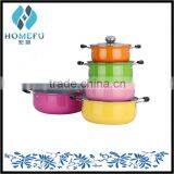 New Products 5pcs Colorful Stainless Steel Cookware Sets With Glass Lid