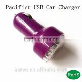 Wholesale pacifier usb car charger with led display 5V 2.1A