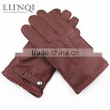 Luxury burgundy deerskin gloves for men with touch screen