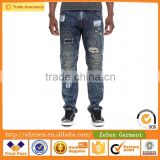 OEM Factory Custom Bulk Rip Repair Biker Style Denim Jeans Mens Apparel Wholesale Price