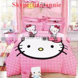 Hello Kitty 100% cotton reactive printting bed sheet set bed sheet egyption cotton bedding 3d bedding cat print bedding set