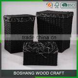 Custom Cottom Fabric Lining Antique Laundry Basket thumbnail-2