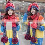 2015 New Design Special Yarn Knitted Beanie Hat With Pompom