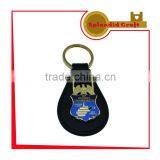 Metal Enamel Keychain With Leather