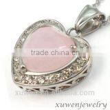 Shiny Polish 316l Stainless Steel Rose Quartz Jade Heart Pendant