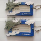 new product engraved cool plane shape rubber luggage tags steel