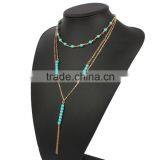 Cheap Fashion Simple Geometric Turquoise Beaded Multilayer Short Necklace thumbnail-4