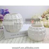 Shinny White Round Origami Ceramic Flower Pot thumbnail-2