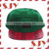 Custom Green Wool & Faux Red Snakeskin 5 Panel Hat thumbnail-2