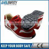 Low Cut Suede Leather Red Safety Shoes for Unisex