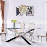 10 People Table Wholesale Simple Design 15mm Tempered Glass Dining Table thumbnail-3