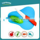 Toprank High Quality Pear Shaped Color Coded Chopping Board Flexible Plastic Cutting Mat Set Thin Vegetable Cutting Board thumbnail-3