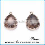 Purple Decorative Clear Facted Teardrop Glass Stone Pendant With Gold Plated Frame thumbnail-5