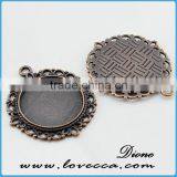 Alloy Round Pendant Trays ,Antique Style Metal Setting,Cameo Setting Charm Pendant thumbnail-1