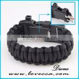 Black Multifunctional Compass Thermometer Clasp Paracord Bracelet thumbnail-2