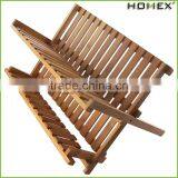 High Quality 2 Tier Bamboo Folding Dish Rack Dish Drying Rack/Homex_Factory thumbnail-1