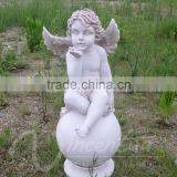 Garden Decoration Resin Crafts Life Size White Little Boy Angel Statue Hot Sale thumbnail-3