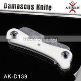 Damascus Folding Knife Antler Handle Knife for Outdoor Survival thumbnail-2