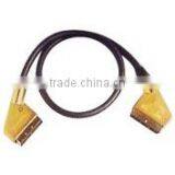 GOLD METAL SCART PLUG TO PLUG STANDARD CABLE Scart Cable thumbnail-1